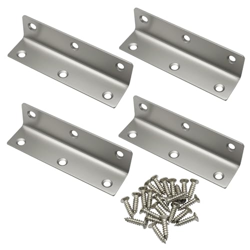 4" x 1" Corner Brace Angle Bracket, 4 Pcs, Stainless Steel - size: silver,4"x 1"