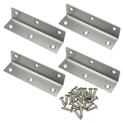 4" x 1" Corner Brace Angle Bracket, 4 Pcs, Stainless Steel - size: silver,4"x 1"