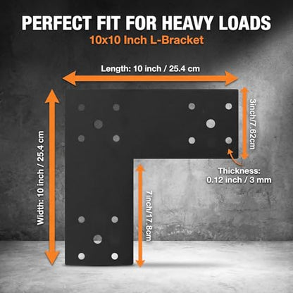 4PCS L Post Bracket,10"x10" Heavy Duty L Brackets,L Beam Brackets - color: L Shape