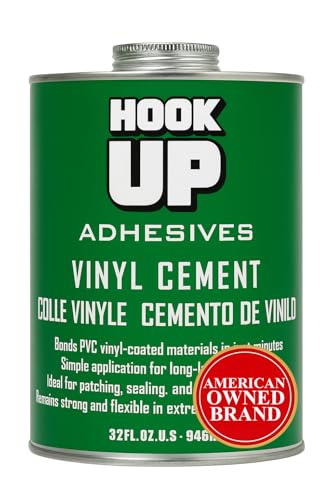 HOOK UP Adhesives Vinyl Contact Cement, Glue Waterproof, Fast-Drying Repair Adhesive for Pools, Inflatables, PVC, Air Mattresses, PVC Pipes, Tarps, Boats, Rafts, Upholstery Strong Bond, Cement 32 OZ - size: 32 oz