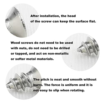 300PCS #4 x 1/4" Wood Screws,18-8 (304) Stainless Steel Screws Flat Head Sheet Metal Screws Phillips Self Tapping Screws (1/4" to 1" Available) - size: 300PCS #4 x 1/4"
