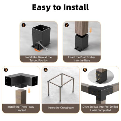 Pergola Kit, 3-Way Pergola Brackets for 4"x 4" (Actual 3.5" X 3.5") - size: 4"x 4" (Actual 3.5" X 3.5")