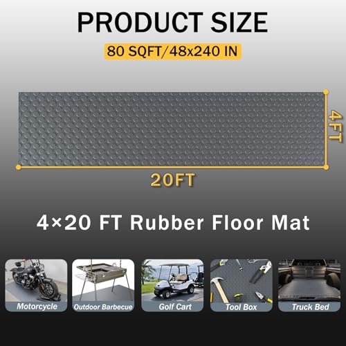 StellarStar 4x20 FT Garage Floor Mat, 2mm Thickened PVC Coin Pattern - color: Gray(Coin), size: 4x20 FT