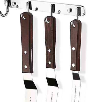 Offset Cake Icing Spatula Set of 3 Professional Stainless Steel Decorating Frosting Spatulas (4"-6"-8" Flexible Resistant Blade) Angled with Wooden Handle - size: 4" & 6" & 8" Offset spatulas