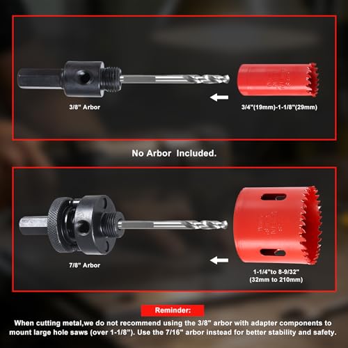 2-1/8"(54MM) Bi-Metal M42 Hole Saw with 8% Cobalt– Deep Cut 2" Depth HSS Hole Cutter for Wood, Plastic, Drywall, Metal Sheet & Hardened Stainless Steel(Without Arbor) - size: M42 2-1/8 in