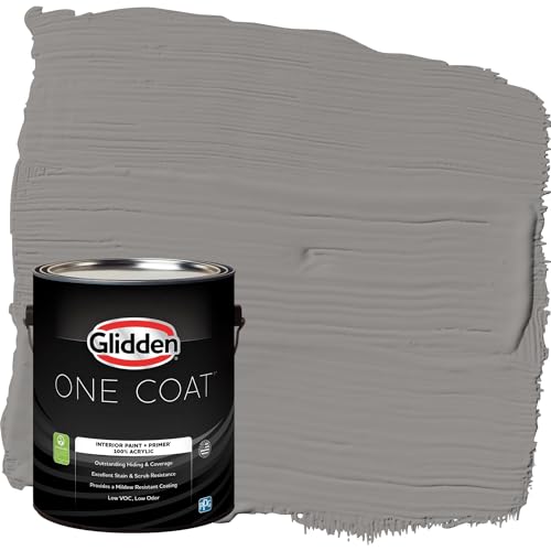 Glidden Interior Paint + Primer: Gray/Antique Silver, One Coat, Flat, 1-Gallon - color: Antique Silver, size: 128 Fl Oz (Pack of 1)