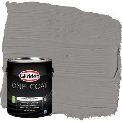 Glidden Interior Paint + Primer: Gray/Antique Silver, One Coat, Flat, 1-Gallon - color: Antique Silver, size: 128 Fl Oz (Pack of 1)