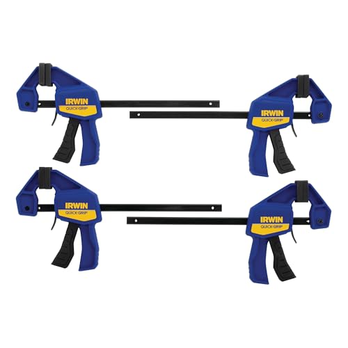 IRWIN Quick-Grip 1964758 One-Handed Mini Bar Clamp 4 Pack, 6", Blue - size: 4 Count (Pack of 1), style: 4 Pack, 6 Inch