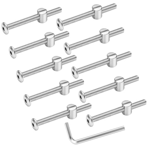 M6 x 45mm Flat Head Socket Head Screw Furniture Bolts and Barrel Nuts, with Allen Wrench Perfect for Furniture, 10 Sets - color: Silver, size: M6 x 45mm
