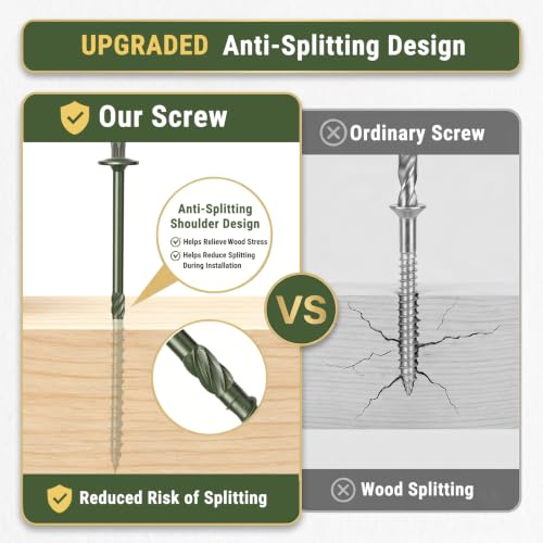 #17 x 15.7 Inch Structural Wood Screws, 5/16 Heavy Duty Timber Screws,25PCS - size: #17 x 15.7"