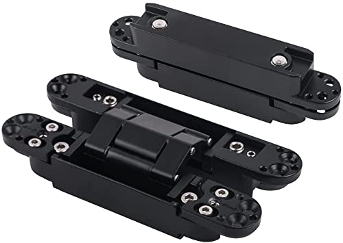 Ranbo 7 Inch Hidden Door Hinge, 3D Adjustable, Zinc Alloy Hardware Kit - size: 7 inch Black