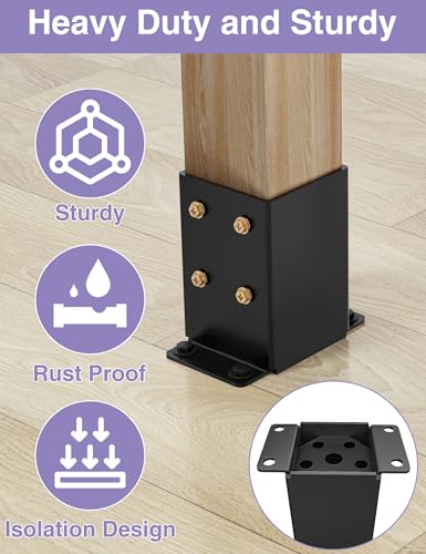 2 PCS Metal 4×4 Post Base, Inner Size 3.5"x3.5" - size: 4 x 4 (2 PCS)