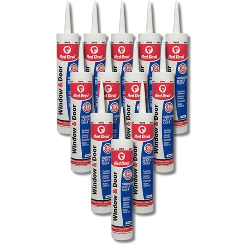 Red Devil 0846 Window & Door Siliconized Acrylic Caulk, White, 10.1 oz, Pack of 12 - color: White, style: Pack of 12