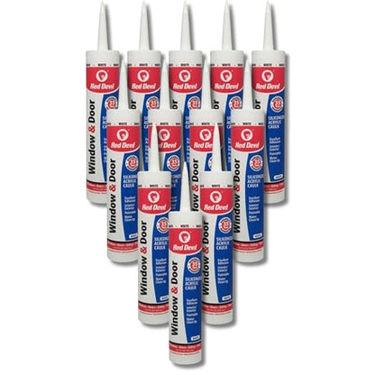 Red Devil 0846 Window & Door Siliconized Acrylic Caulk, White, 10.1 oz, Pack of 12 - color: White, style: Pack of 12