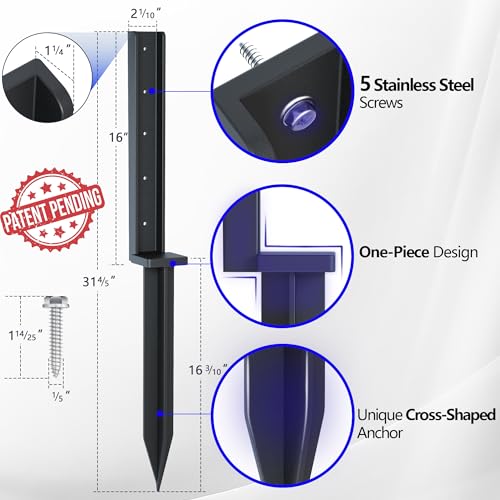 One-Piece Fence Post Repair Kit 4-Pack 32in Manganese Steel - size: 4-Pack