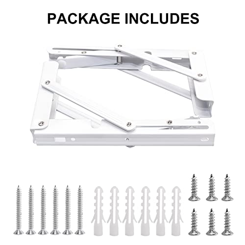 YUMORE Folding Shelf Brackets, 8 Inch Heavy Duty L Bracket, White, 2 Pack - color: White, size: 8 Inch