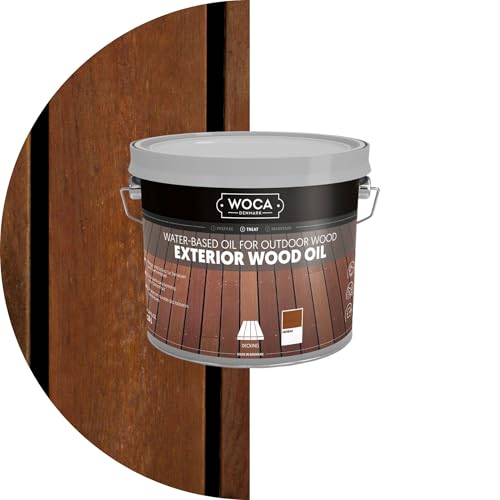WOCA Denmark - Exterior Wood Oil - Water Based Penetrating Stain for Outdoor Wood Decks, Fences, Siding and Furniture - 2.5L - Merbau - color: Merbau, size: 2.5L