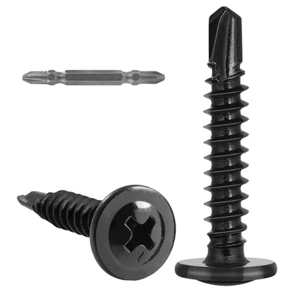 VGBUY 160Pcs #8 x 1 Self Drilling Screws for Metal,410 Stainless Steel Black Zinc Plated,Self Tapping Sheet Metal Screws,Modified Truss Head - color: Black Modified Truss Head, size: #8 x 1 inch