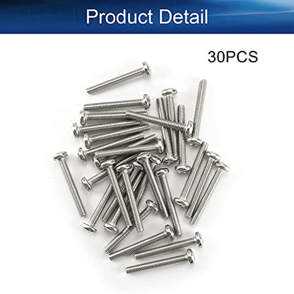 30Pcs M4-0.7 x 30mm Pan Head Phillips Machine Screws - size: M4 x 30mm