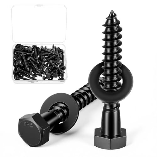Zonon 50 Pcs 5/16" X 3" Hex Head Lag Bolts Screws with Washers, Black - color: Black, size: 5/16" X 3"
