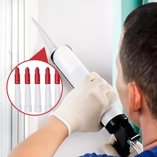 12 Pcs Caulk Extension Nozzle Plastic Nozzles Kit Caulk Saving Caps & Applicator Tools for Easy Sealing Projects in Kitchen Bathroom