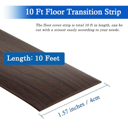 FONUNO Vinyl Floor Transition Strip Self Adhesive Threshold Strip 1.57" W - color: Black Walnut, size: 4cm, 10Ft