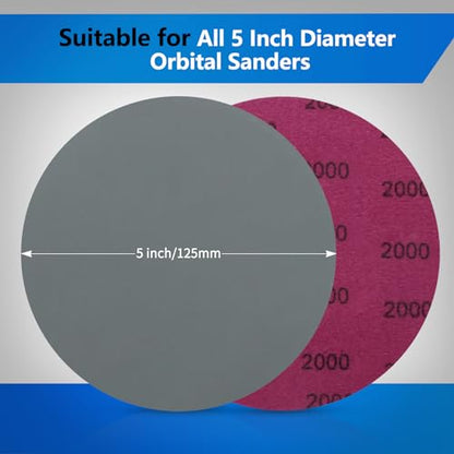 VIBRATITE 70PCS 5 Inch Hook & Loop Sanding Discs, 400-3000 Grit - size: 5 Inch (400-3000 Grit)