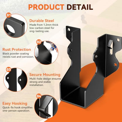 20 Pcs Black 2x4 Joist Hanger,LU24 18 Gauge Double Shear Face Mount Joist Hanger,Hurricane Ties for Rafters Tie Brackets Great for Floor Deck and Ceiling Joists - size: 20Pcs 2x4, style: Black