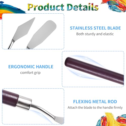 4 Pcs Palette Knife, #2 Pointed Head Spatula, Redwood Handle