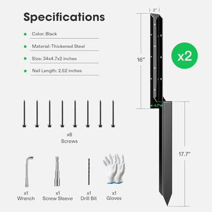 VIVOSUN 2 Pack Fence Post Repair Kit