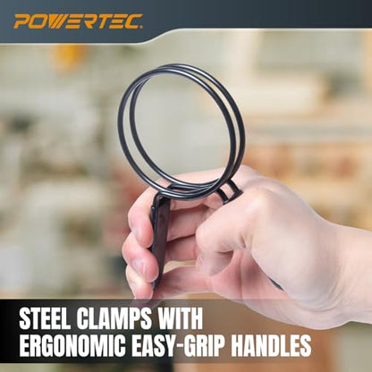 POWERTEC 3 Inch Double Loop Hose Clamps for Dust Collection Hose and Dryer Vent Hose, Quick Release Spring Clamps for Dust Collector and Dust Collection Fittings, 2 pack (70409) - size: 3 Inch, style: Double loop clamps (2 PK)