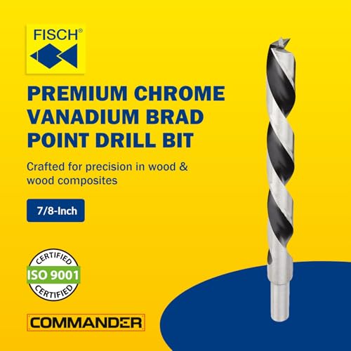 Chrome-Vanadium Brad Point - Ground Wood Drill Bit Woodworking -7/8 Inch - size: 7/8 in