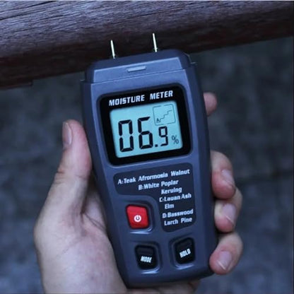 Digital Wood Moisture Meter Timber Damp Tester Handheld Hygrometer Lumber Detector EMT01 with HD LCD Display