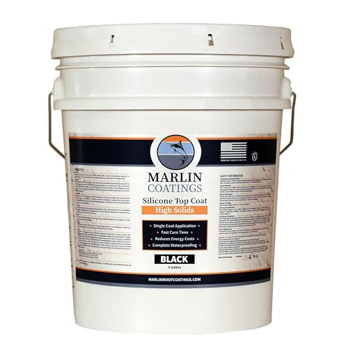 100% Silicone Roof Sealant - Self Leveling - Complete Waterproofing - Easy One Coat Application - Designed for Your RV, Camper, Trailer, Commercial Building… (5 Gallon, Black) - color: Black, size: 5 Gallon