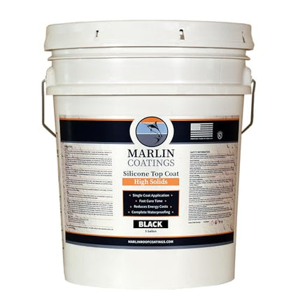 100% Silicone Roof Sealant - Self Leveling - Complete Waterproofing - Easy One Coat Application - Designed for Your RV, Camper, Trailer, Commercial Building… (5 Gallon, Black) - color: Black, size: 5 Gallon