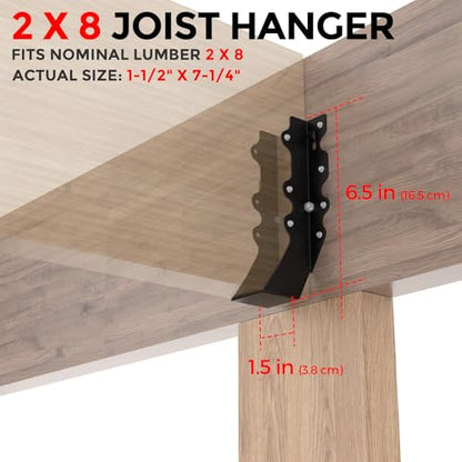 25Pcs Black 2x8 Joist Hangers for Wood,18 Gauge Metal Face Mount Joist Hanger,Lu28 Joist Hangers Powder Coating,Hurricane Ties for Rafter,Rafter Brackets 2x8 for Deck,Floor,Roof Overhang,Ceiling Joist - size: 25 Pcs 2x8 Joist Hanger, style: Black