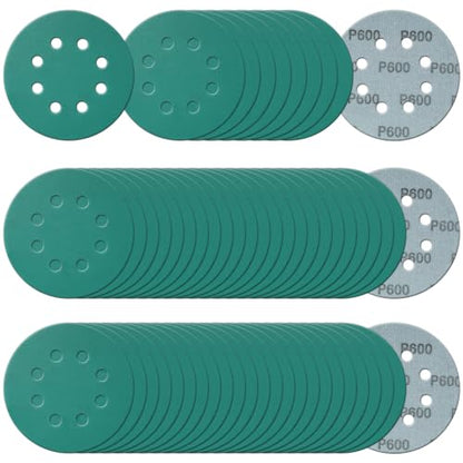 60Pcs 5 Inch Zirconia Sanding Discs 600 Grit, Polyester Film Sandpaper - size: 600 Grit 60 Pcs