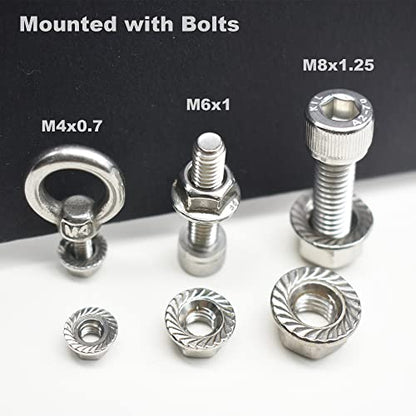 30 Pcs M6 Stainless Flange Nuts Thread Metric Washer Nuts Fastener - size: M6_1mm
