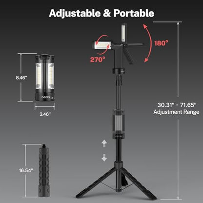 OGERY Rechargeable 10000mAh Camping Light with Stand - color: Black