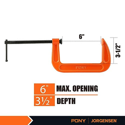 PONY 6" C-Clamp Set, 2660 C-Clamp, 1000 lbs Load Limit, 2-Pack - size: 6"