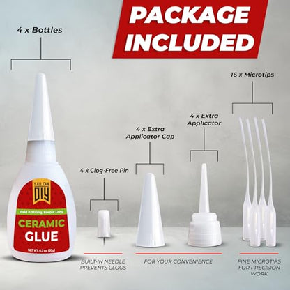 Y’allCanDiy Ceramic Glue Repair for Pottery, Porcelain, Super Glue 4 Pack - size: 4 Pack