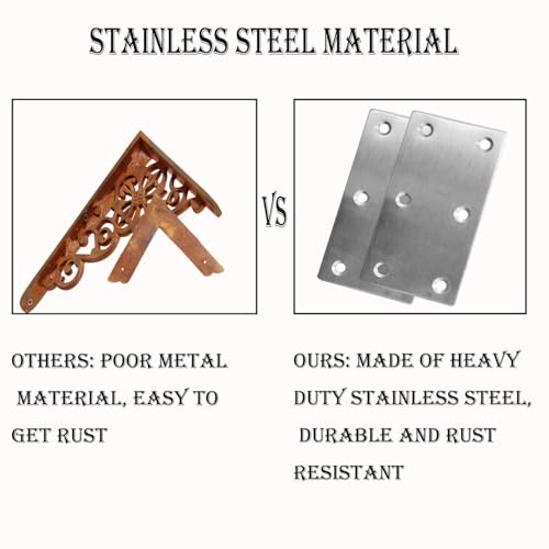 20Pcs Stainless Steel Flat Bracket Mending Plate4 x2 Bracket Joining Plate - size: 20Pack-4Inch