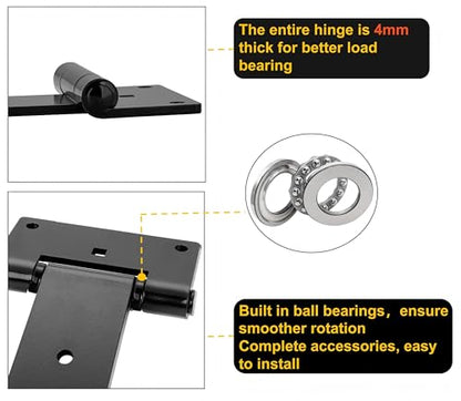 12 Inch Heavy Duty T Strap Hinges (2-Pcs), 4mm Thickened Solid Steel - size: Middle