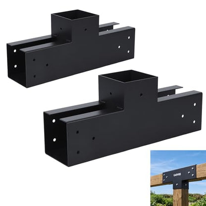 3-Way T-Shaped Pergola Brackets Kit, 2Pcs Post and Beam T Brackets Woodwork Brackets with Screws for 4x4 Pergola Kit, Heavy Duty Wood Beams for Patio Pergola,Log Cabins,Gazebo(Actual:3.7"x3.7") - size: 2PC T-Shape(4*4)
