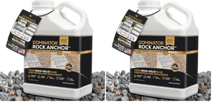 Dominator Rock Anchor 1 Gallon - Rock Glue for Landscaping Gravel & Stone, Ready to Spray, Locks in River Rock, Pea Gravel & Decorative Rock, Prevents Scattering & Washouts, Water-Based (Pack of 2) - size: 1 Gallon (Pack of 2), style: Rock Glue