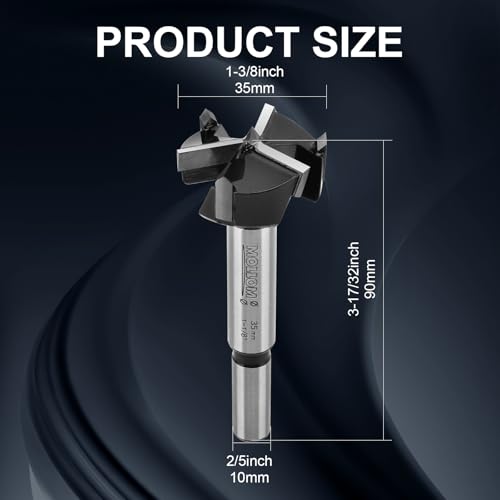 Mollom 35mm (1-3/8") Triple Flute Carbide Forstner Drill Bit - size: 35mm | 1-3/8"