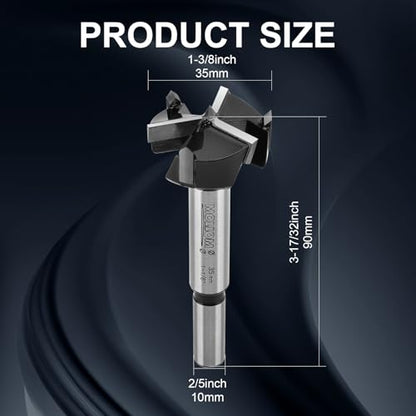 Mollom 35mm (1-3/8") Triple Flute Carbide Forstner Drill Bit - size: 35mm | 1-3/8"