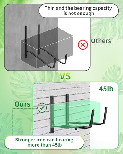 Y&M Adjustable Window Box Brackets 2 Pack, Wall Mount Planter Box Brackets - size: Set of 2- Black