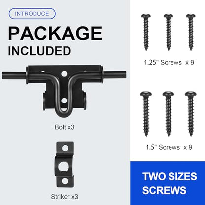 Slide Bolt Gate Latch, 3 Pack Heavy Duty Slide Latches - size: 3 Pack