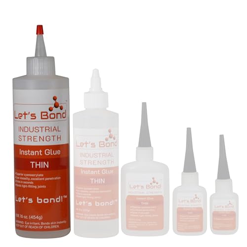 Let's Bond 16 oz Thin Professional Grade Instant Glue Bundle, Premium Cyanoacrylate, 5 CPS - size: 16 oz Bundle